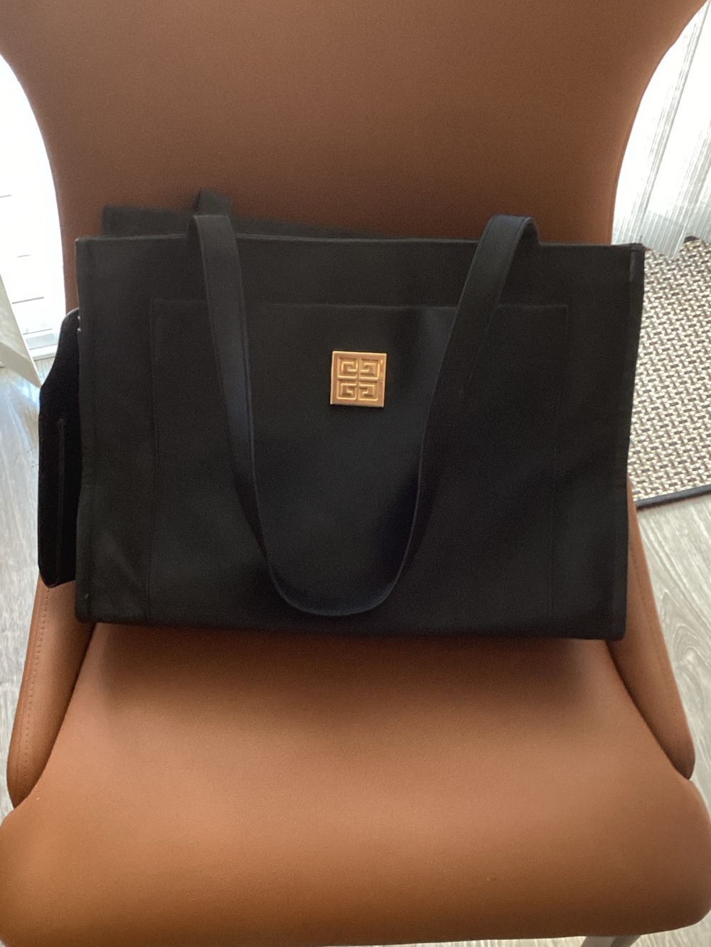 Givenchy Black parfum Tote with Gold Square Logo